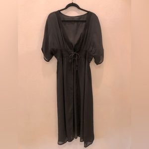 Black tie front swimsuit coverup size Medium NWOT
